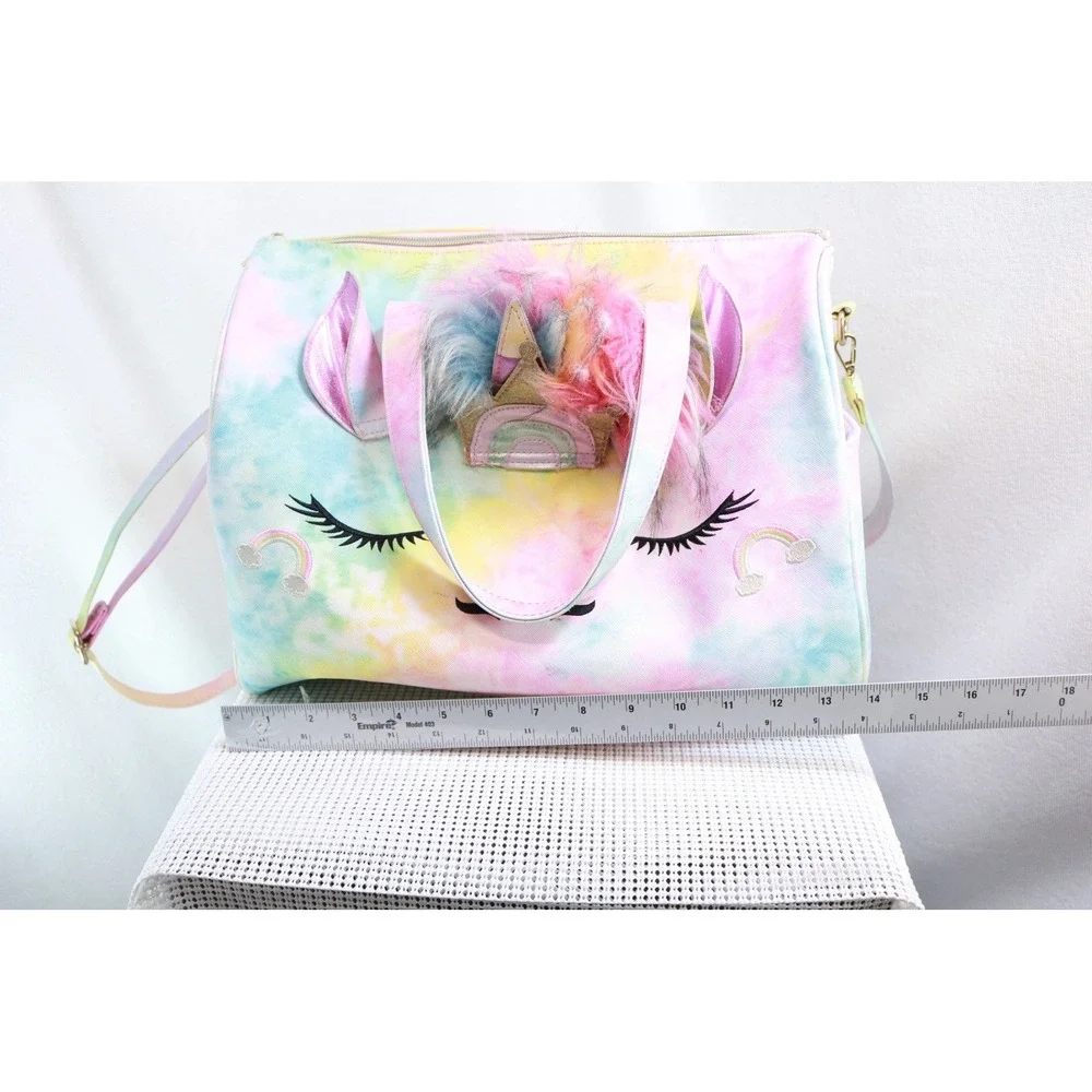 Under One Sky Unicorn Duffel Bag Girls Pastel Tie Dye Rainbow Travel Bag